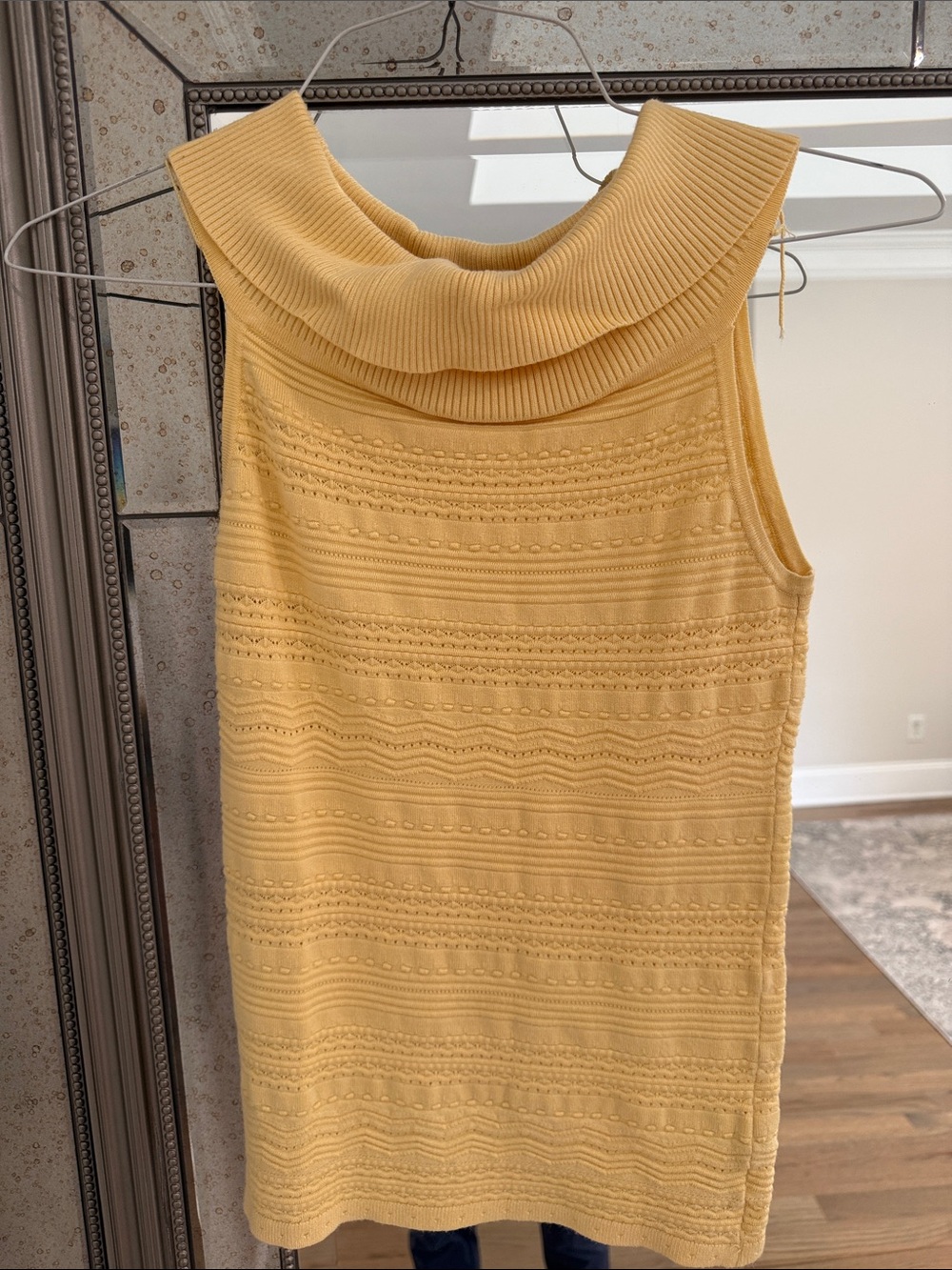 Sleeveless Cowl Neck Knit Top in Mustard Yellow